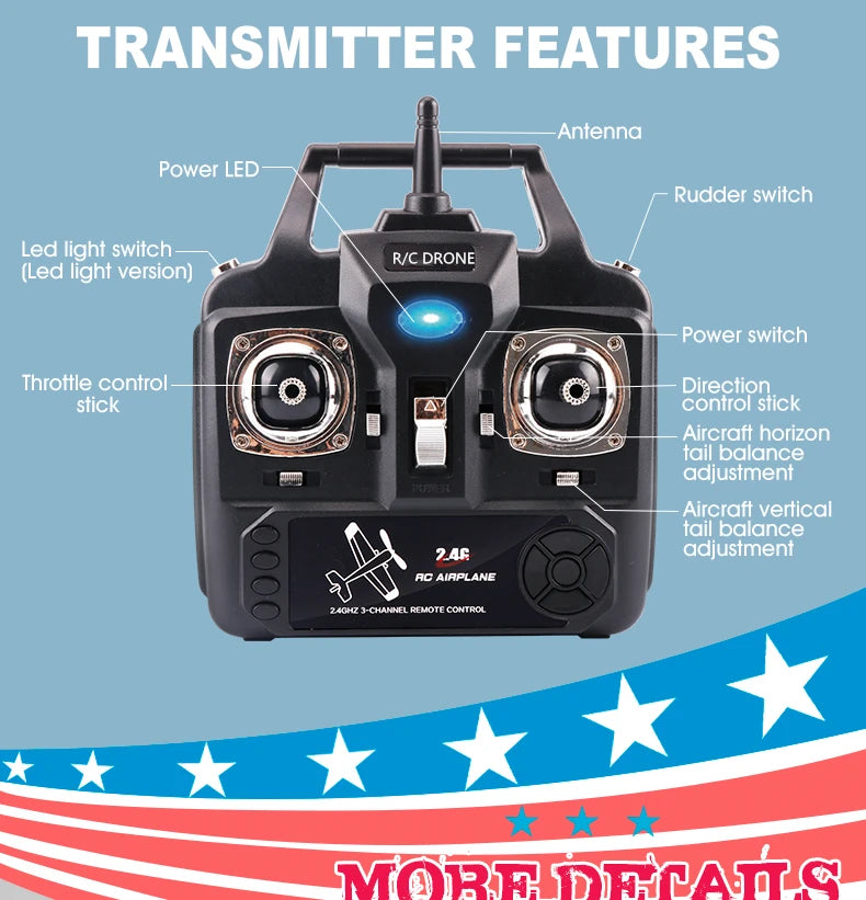 Park10 RC Airplane P707G 2.4G 3D/6G With Gyroscope 3Ch RC Airplane Fixed Wing Plane Outdoor Toys Drone RTF CESSNA 182 Plane Gift