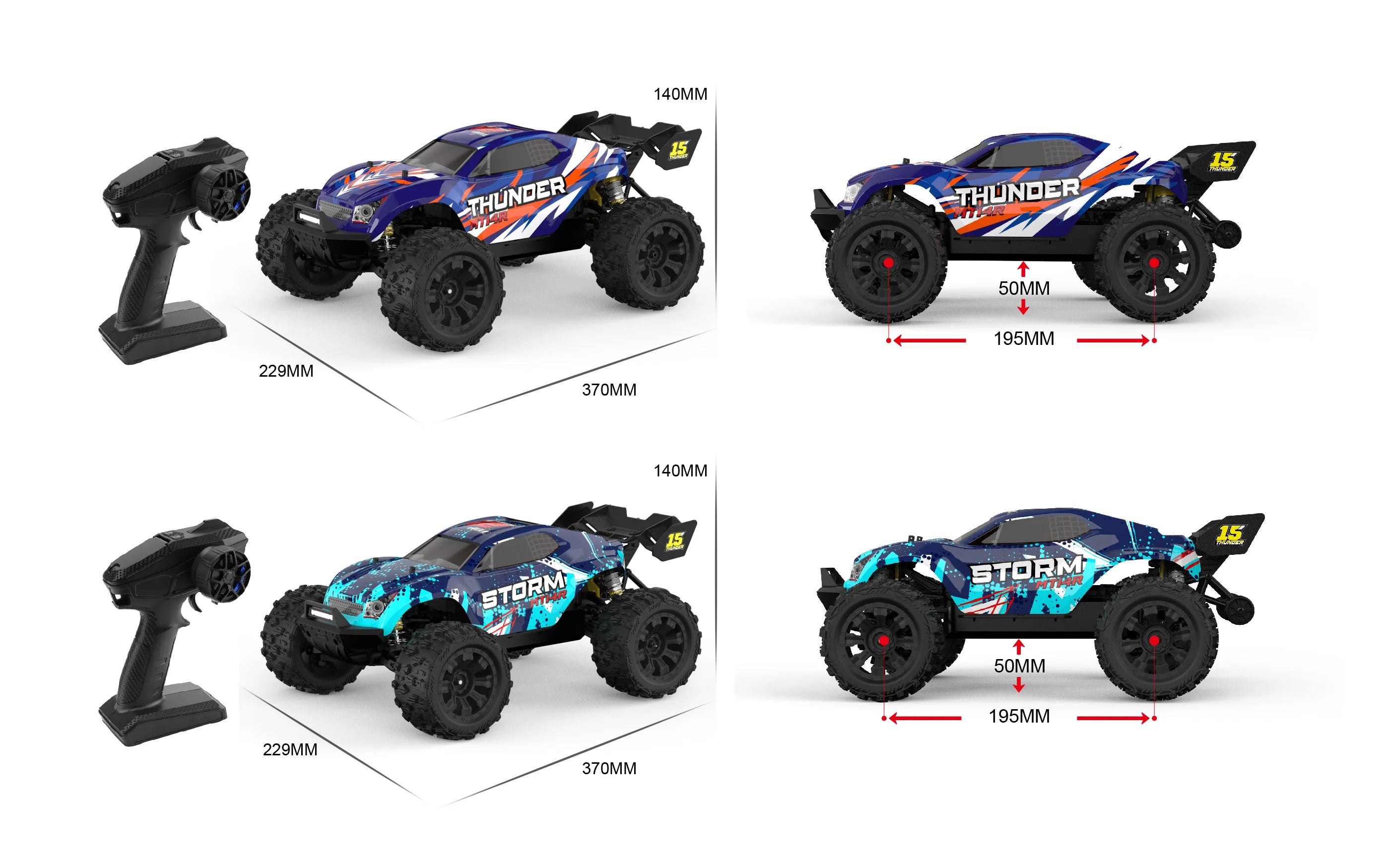 MT14R 1/14 RC Car JIUSI Brushless 80km/h 2.4G Remote Control Car High Speed Off-road Racing Car 23-26 mins Working Time RC Toys