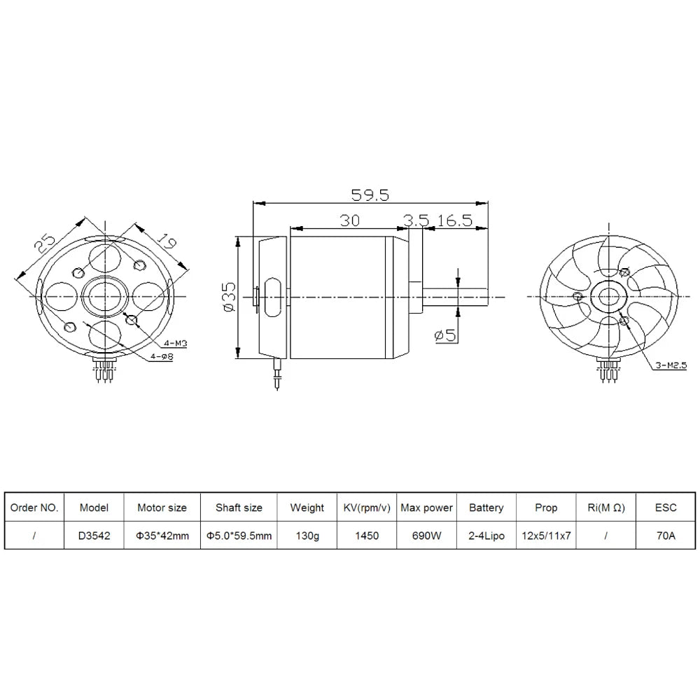9imod Brushless Motor 2-3/4/5S D2830 D2826 D3548 D3542 D3536 D3530 For RC Mini Multicopters Plane Fixed-wing Aircraft