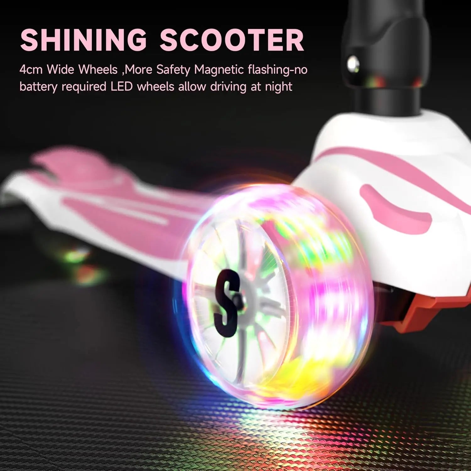 Sejoy Baby Scooter 2-8 Years with LED Wheels Adjustable Height Foldable Design & Dual Modes - Military-Grade Frame