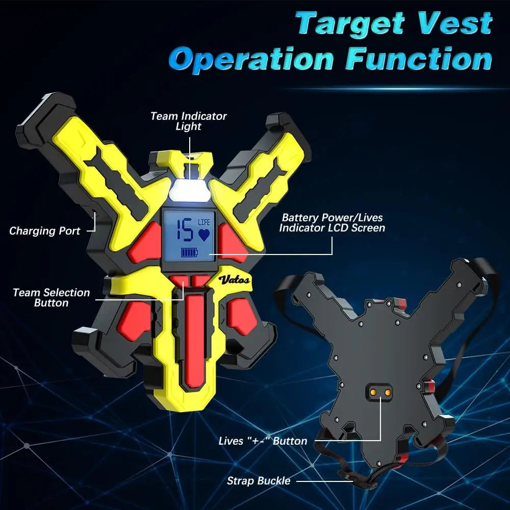 Rechargeable Laser Tag 4 Player Pack with Vests 2.4GHz Data SYNC Display Laser Game for Kids Teen Adults Family Group Activity