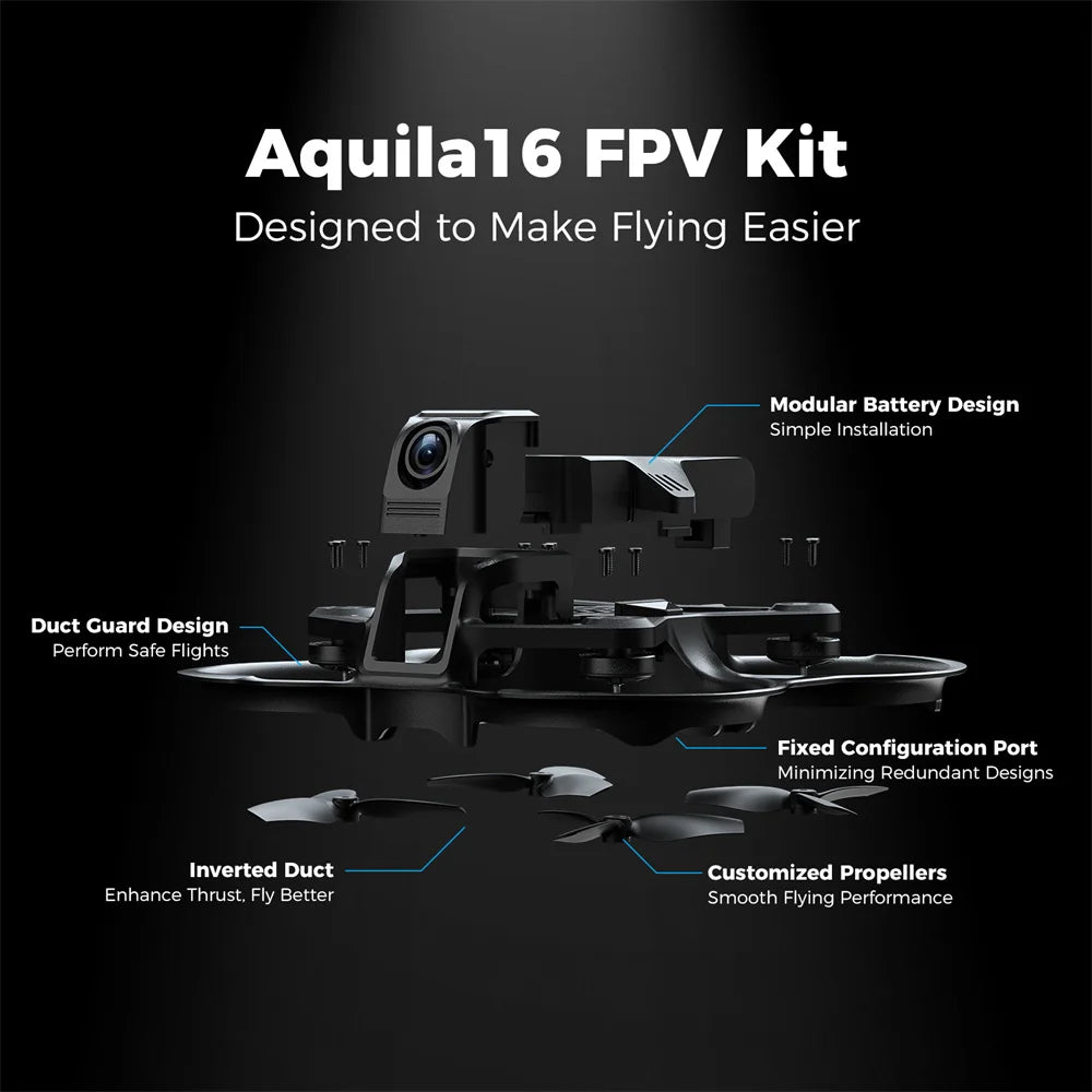 BETAFPV Aquila16 FPV Kit ELRS 2.4G LiteRadio 2 SE VR03 FPV Goggles Aquila 16 25-350mW VTX 1102 18000KV Brushless Motor