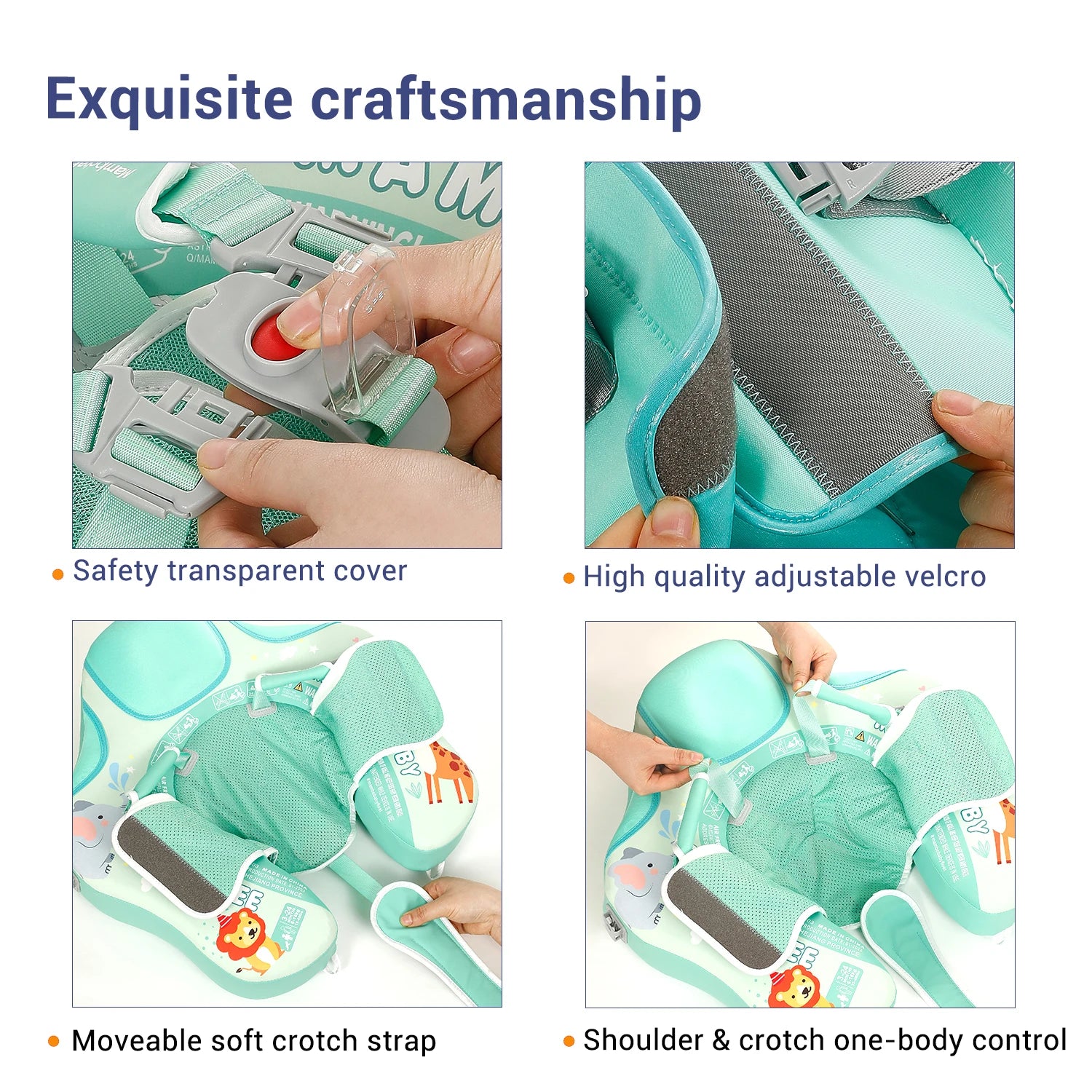 2024 New Mambobaby Animals Float Non-Inflatable Solid Baby Swimming buoy Water Trainer Infant Pool Floator Swim Ring with Canopy