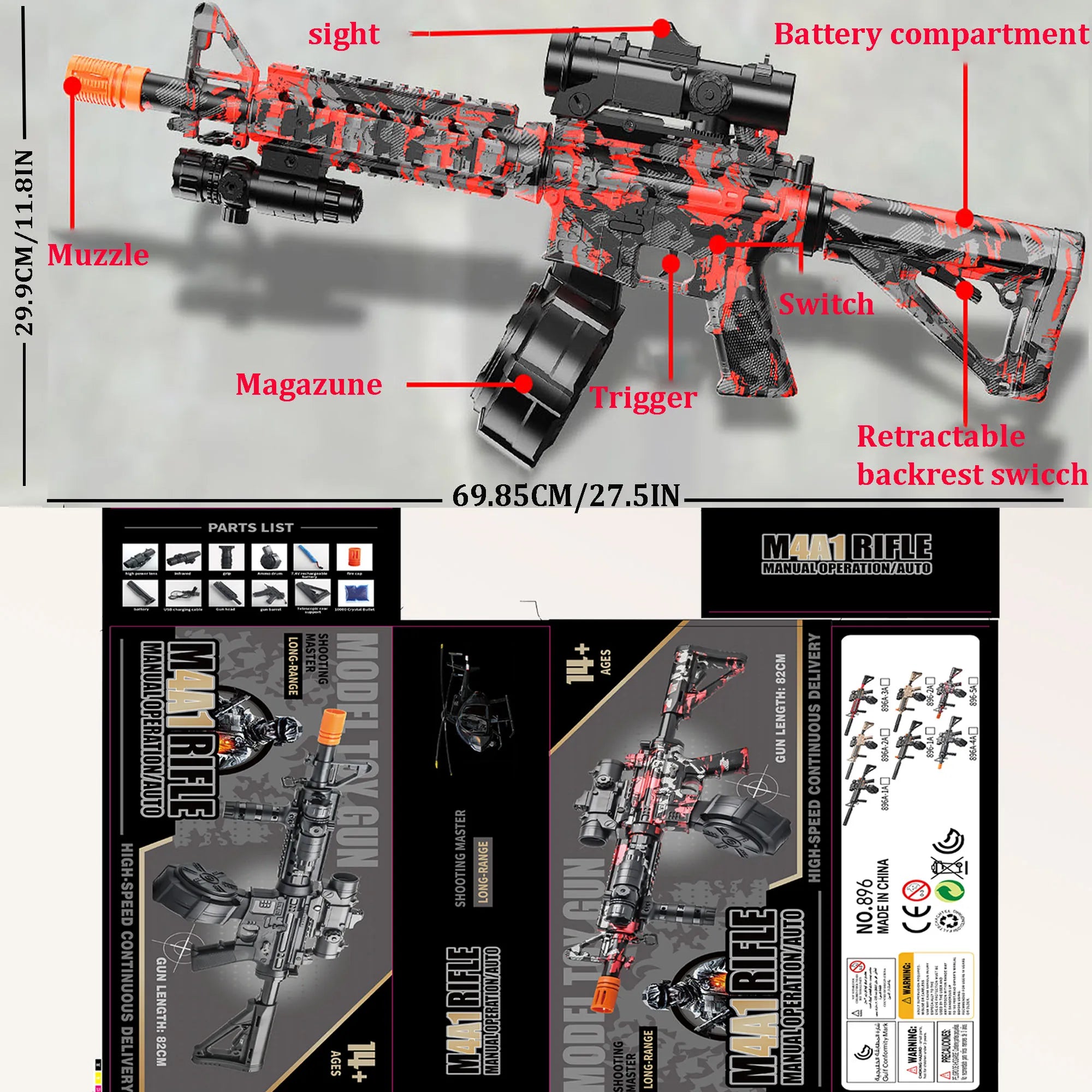 Blaster With Drum, Automatic Dual Mode Blaster, For Outdoor Activities -Perfect For Outdoor Team Games & Christmas Gifts