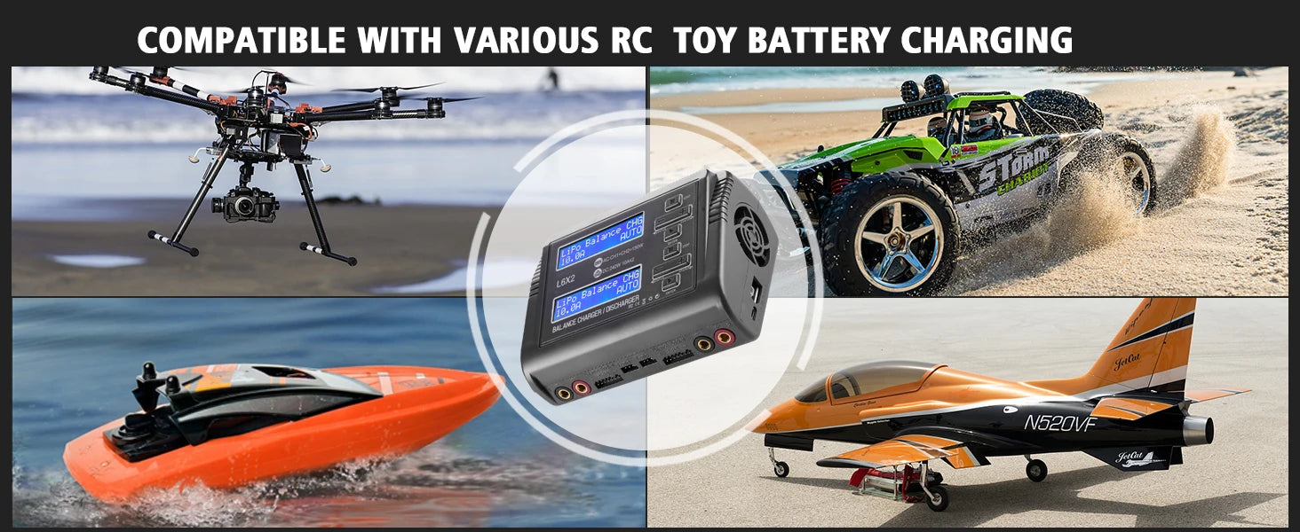 L6X2 LiPo Battery Charger Dual Channel 10A AC 150W DC 240W for 1-6S Li-ion LiFe NiCd NiMH LiHV PB Smart Battery Discharger