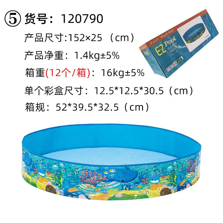 Nuwani PVC Folding Swimming Pool for Kids Toddlers - Non-Inflatable Outdoor Backyard Pool for Adults, Kids, Pets