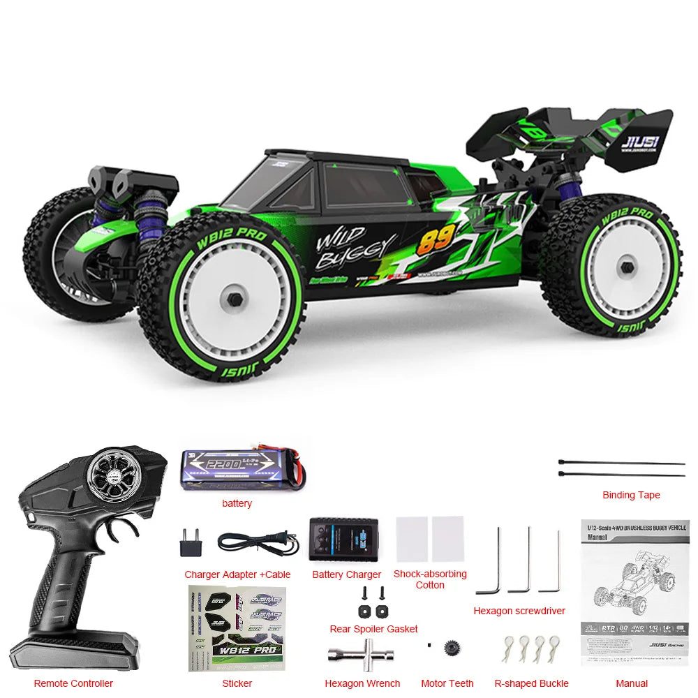 JIUSI WB12 PRO 1/12 Racing Car 80km/h Brushless 4WD RC Car High Speed 2.4G Remote Control Car Competitive Off-road Boys RC Toy