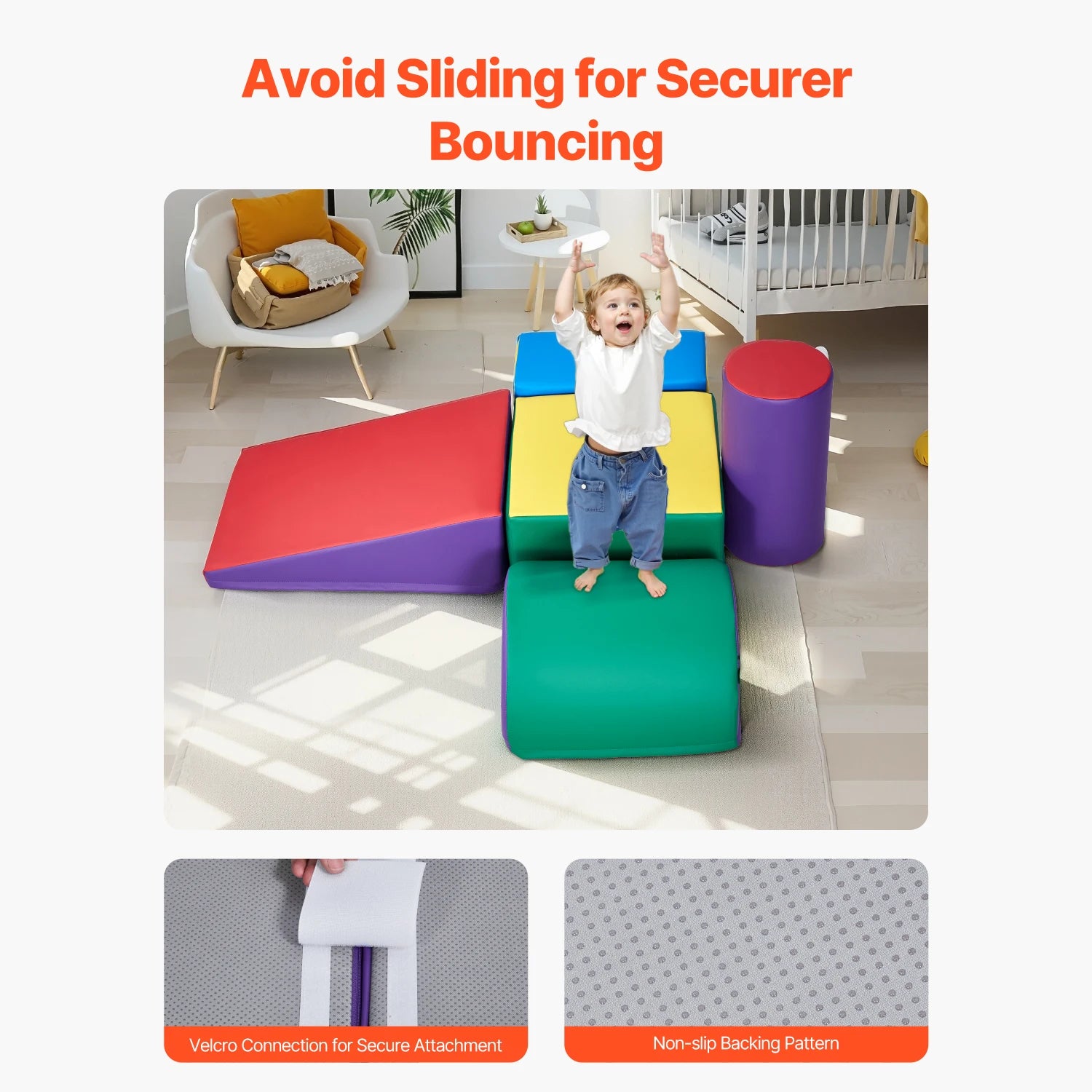 VEVOR 5Pcs Kid Foam Climbing Toys Activity Playset PU Leather Indoor Crawl Climbing Blocks for Children Crawling & Sliding