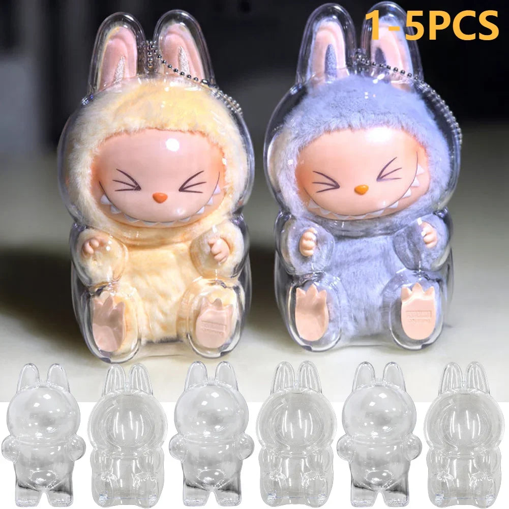 2025 LABUBU Clear Macaron Case Dust Case Popmart Bubble Mart Doll Accessories Elf Doll Cover Storage Box Christmas New Year Gift