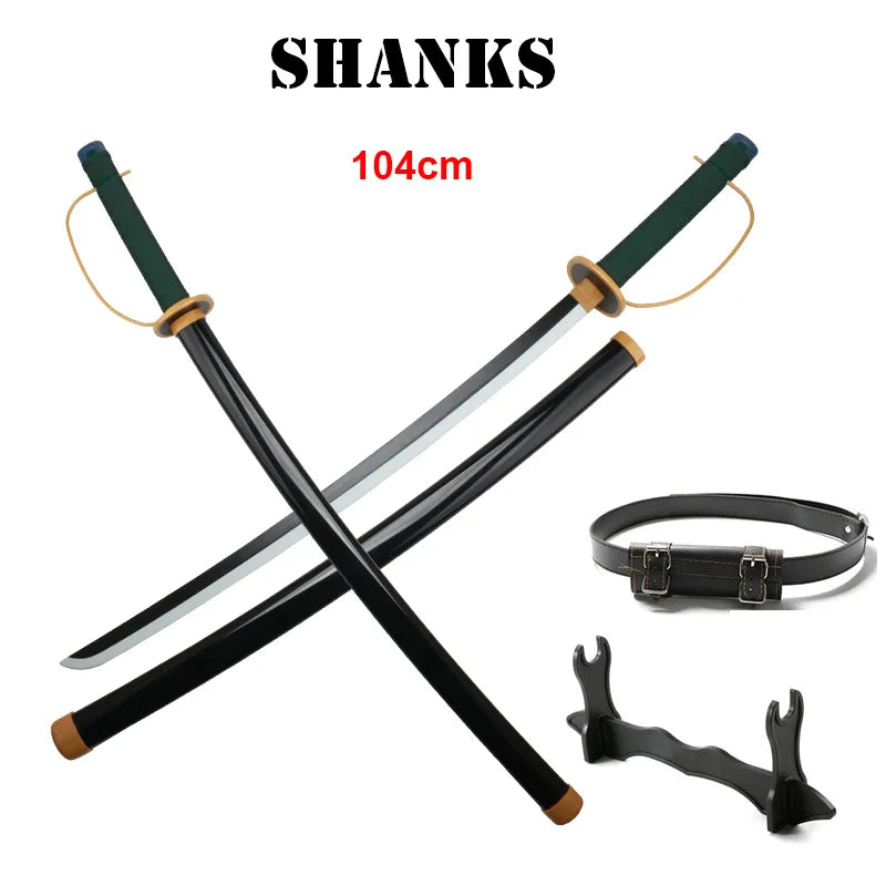 Roronoa Zoro Katana Anime Cosplay Wooden  Sword Toy Shanks Weapons Props Role-playing Halloween Gifts with Belt and Sword Holder
