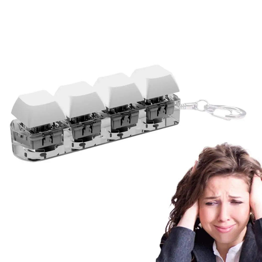 Keyboard Button Fidgets Toy 4-Button Party Stress Relief DIY Fidget Button Keycap Fidget With Sound Light Led Light Stress Toy