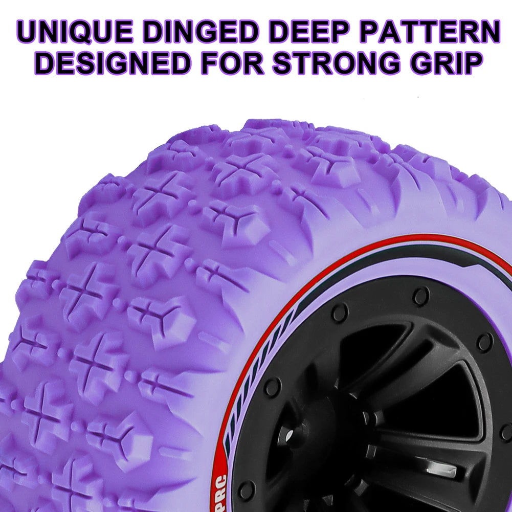 4Pcs 12mm Hex RC Wheel Tires Set Swamp Claw Mud Terrain Tires RC Wheels and Tires for 1/14 1/16 RC Car Crawler Truck