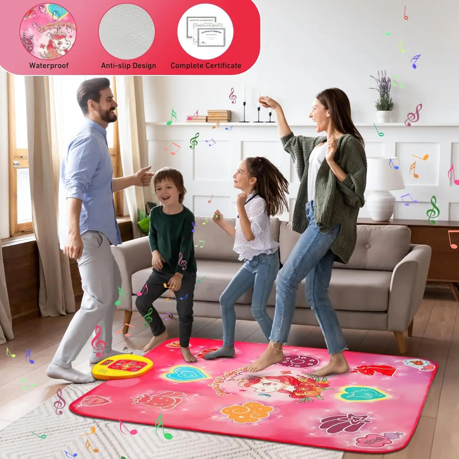 VATOS Dance Mat Toys for Girls Musical Touch Play Mat for 3+ Years Old Kids | Adjustable Volume Light 5 Game 3 Levels Gifts