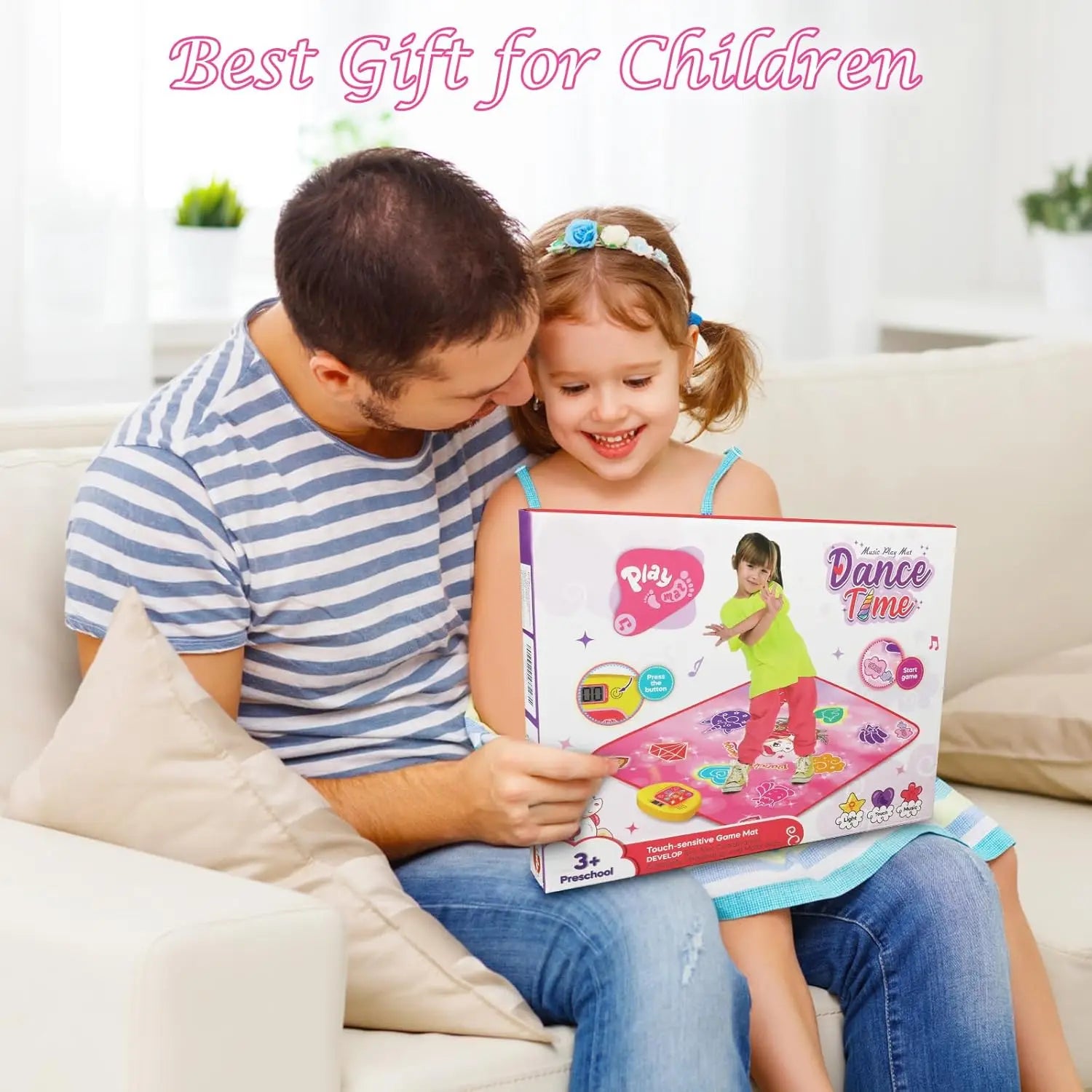 VATOS Dance Mat Toys for Girls Musical Touch Play Mat for 3+ Years Old Kids | Adjustable Volume Light 5 Game 3 Levels Gifts