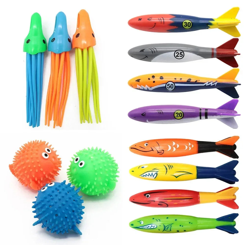 Swimming Diving Toys Children's Fish Dolphin Buoy Pool Treasure Hunt Diving Torpedo Rocket Water Diamond Kids Water Game Toys