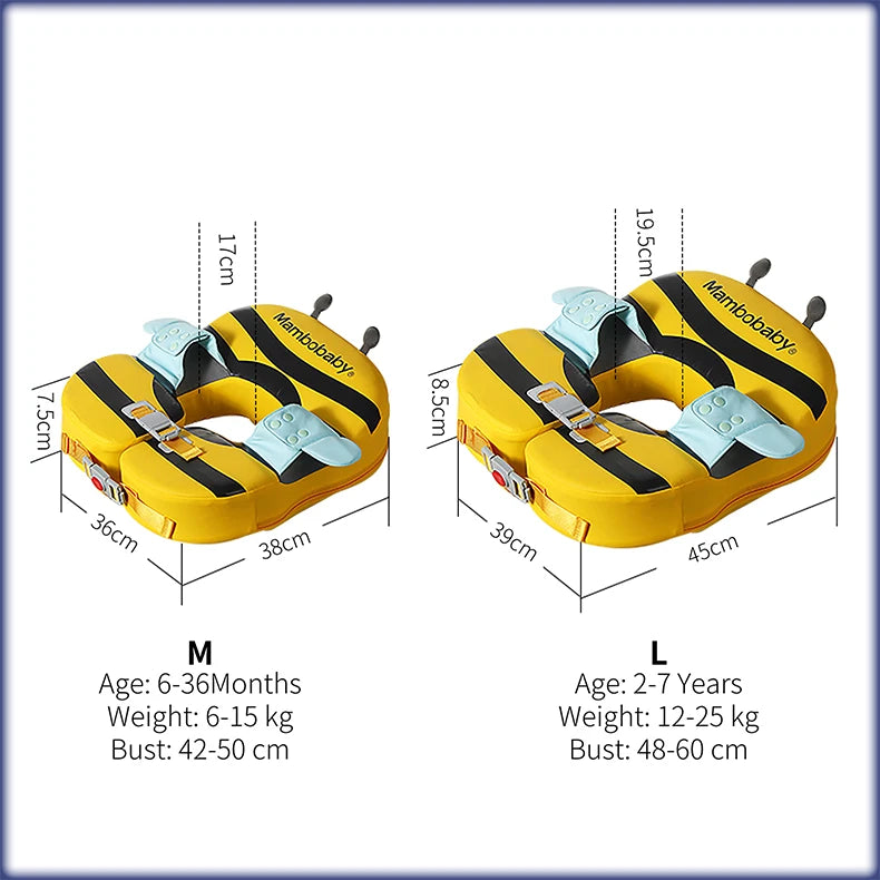Baby Float With Crotch Strap & Inflation-free Solid Core Mambobaby Kid Swimming Ring Have Sunshade 0-7 Yeas Old Swim Pool Tube
