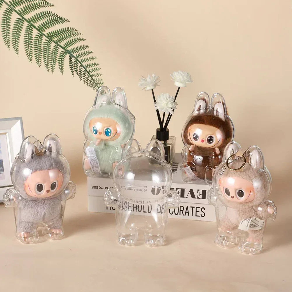 2025 LABUBU Clear Macaron Case Dust Case Popmart Bubble Mart Doll Accessories Elf Doll Cover Storage Box Christmas New Year Gift