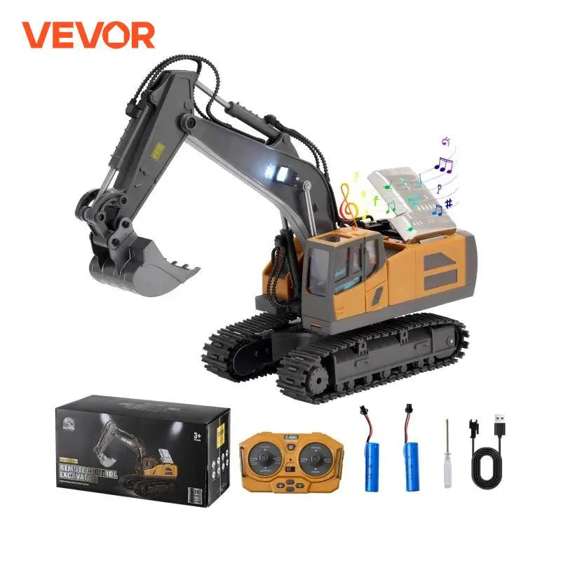 VEVOR 2.4G Rc Excavator 1:20 Scale with Lights & Sounds Construction Vehicles Remote Control Car Digger Toys for Kids Boys Gifts