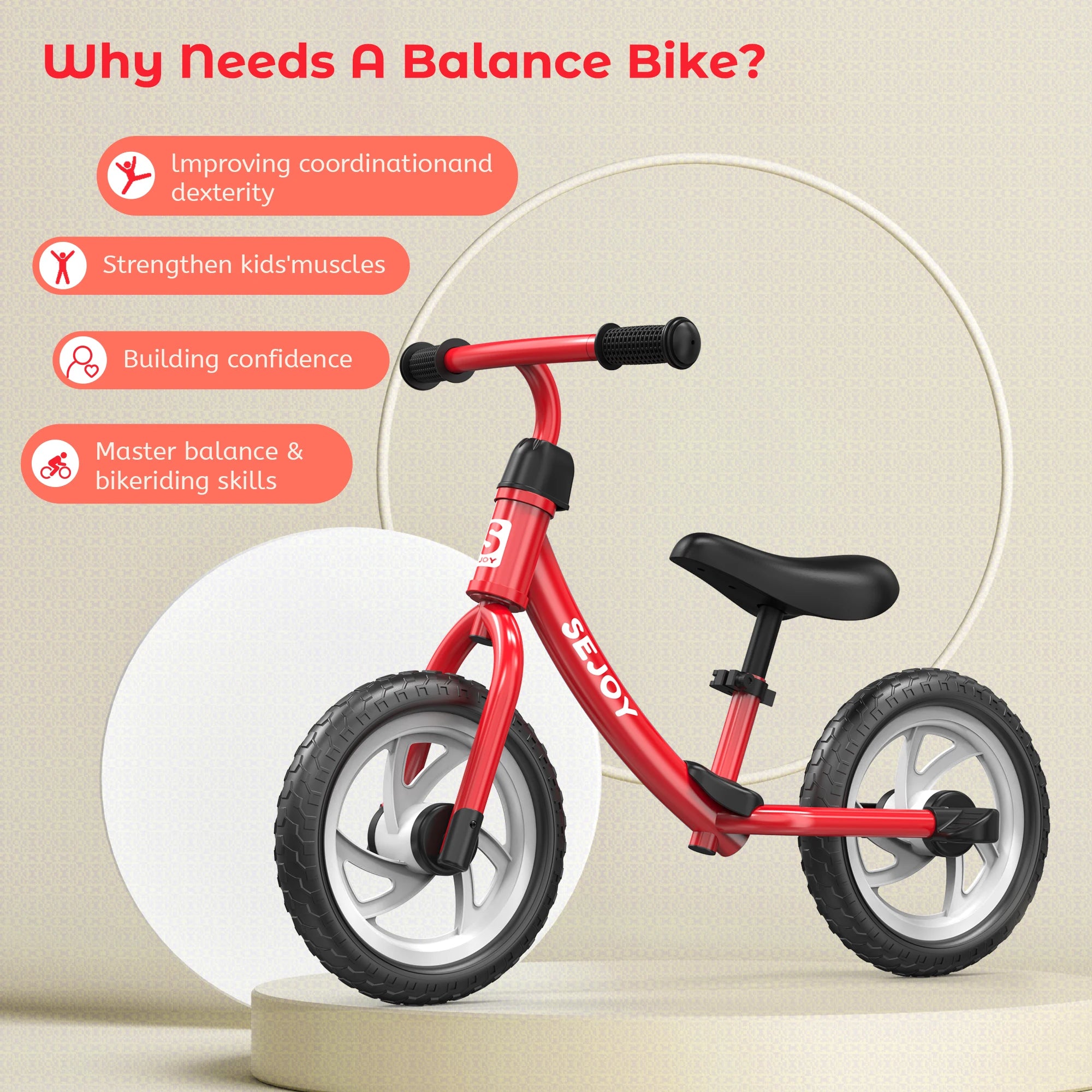 SEJOY Balance Bike  for Kids Childrens 12