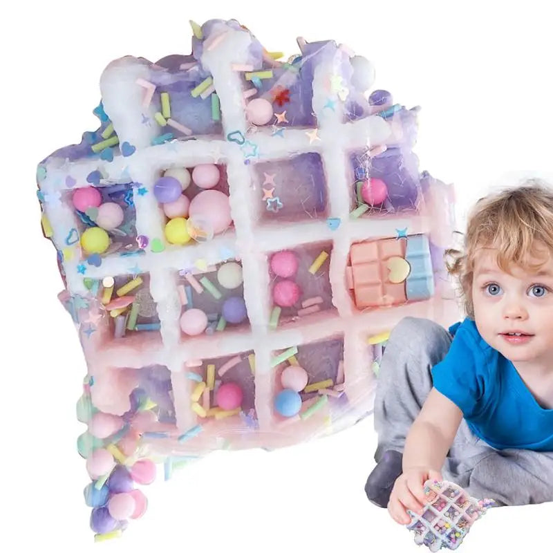 Waffle Fidget Toy Slow Rising Waffle Cookie Fidget Toys Biscuit Shape Squeezable Soft TPR Colorful Toy for Teenagers Children Bo