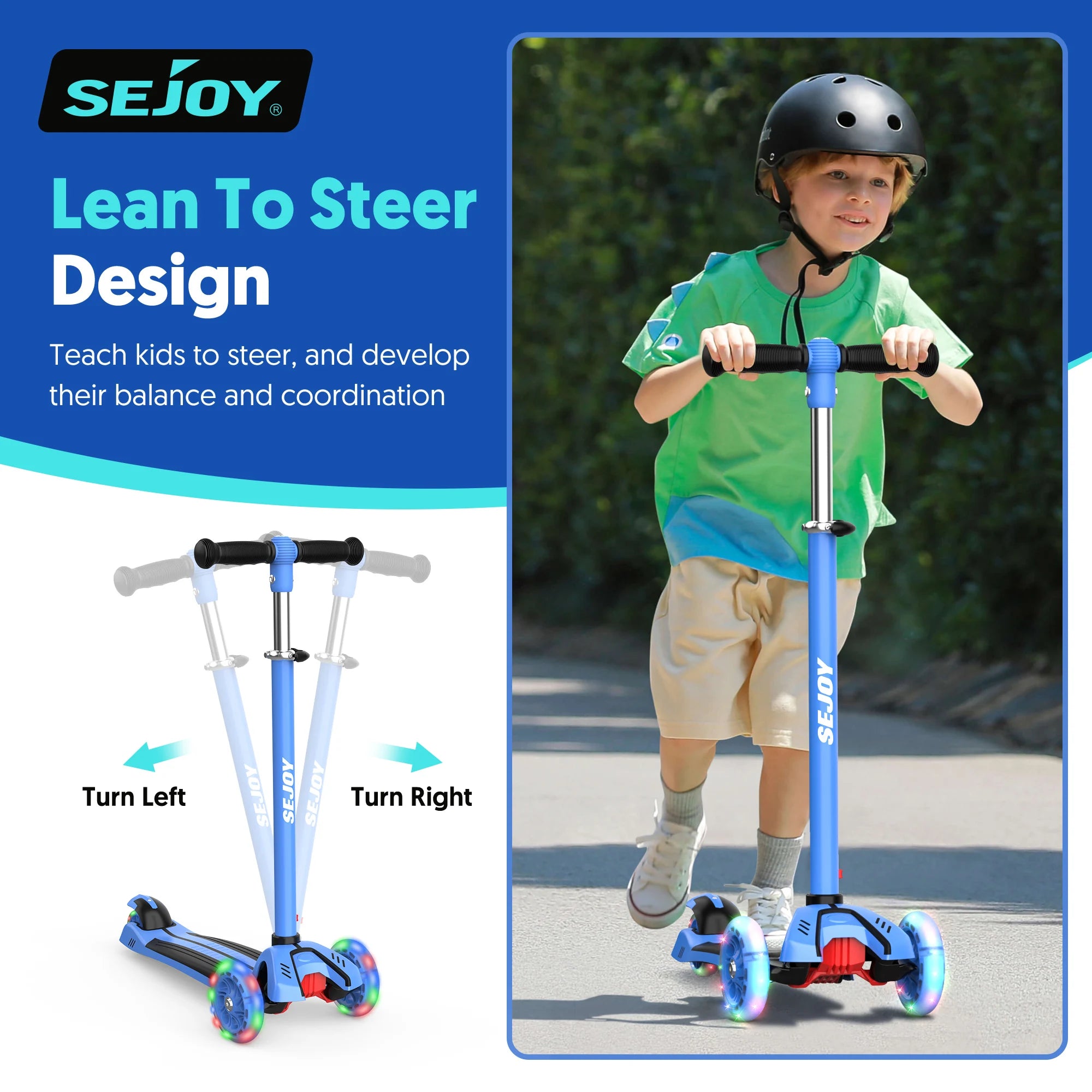 Children's Scooters Adjustable foldable pedal Kids Scooter Light-Up 3 Wheels Adjustable Height to Steer  Scooter for Ages 3-10