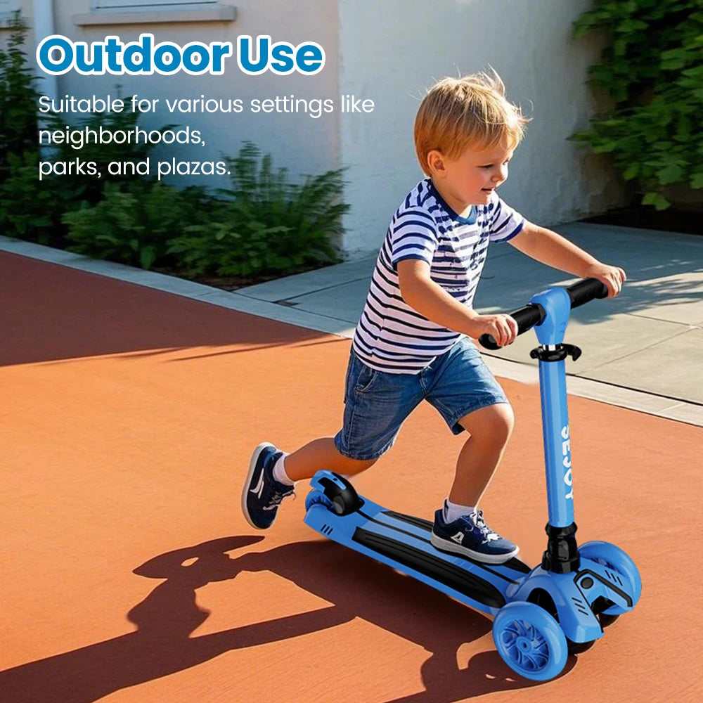 Sejoy Baby Scooter 2-8 Years with LED Wheels Adjustable Height Foldable Design & Dual Modes - Military-Grade Frame