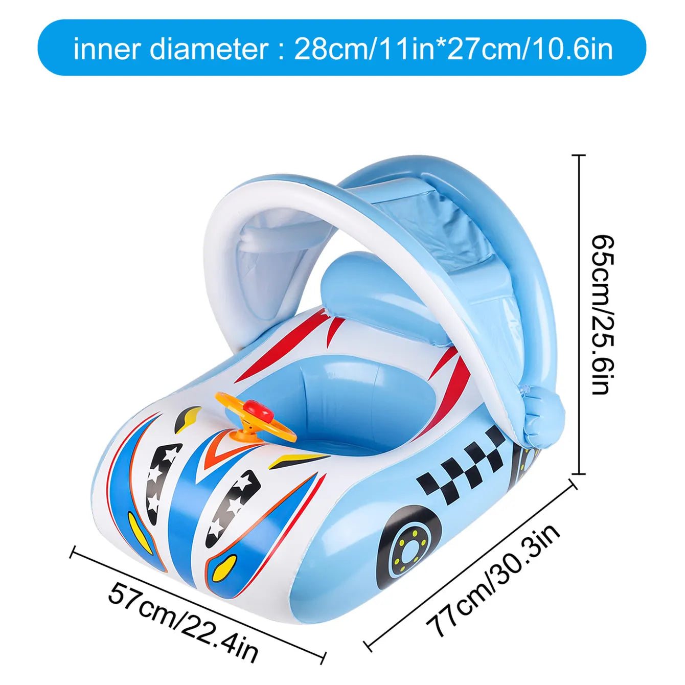 1PC Speedboat-shaped Inflatable Canopy Seat Ring, Summer Thickened Pool Float for Water Adventures, Ultimate Beach & Pool Party