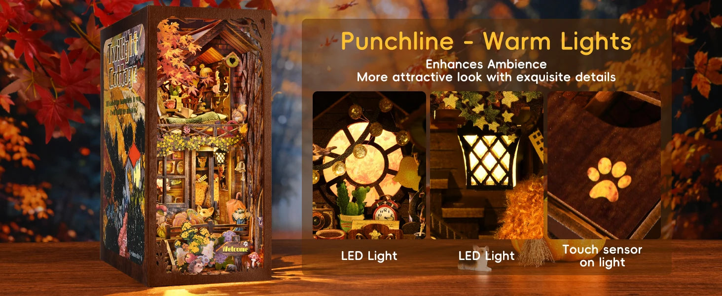 Book Nook Kit My Puppy Family DIY Wooden Puzzle Bookshelf Insert Decor Dollhouse Model Bookend Building Home Decoration Gifts