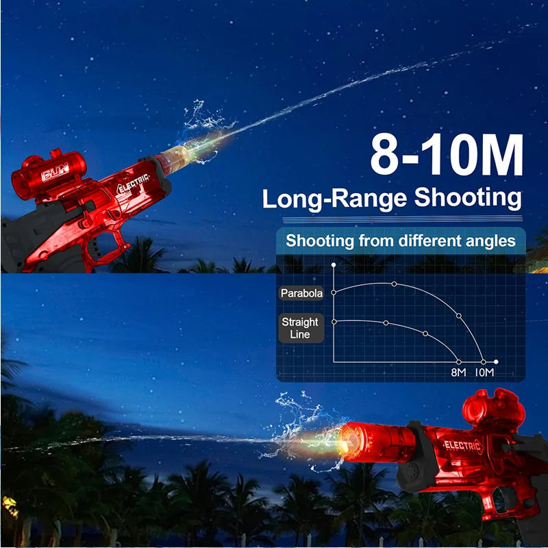 Electric Water Gun Kids Automatic Squirt Watergun Pistol With Led Lights Summer Outdoor Pool Beach Party For Adults Toys Gifts