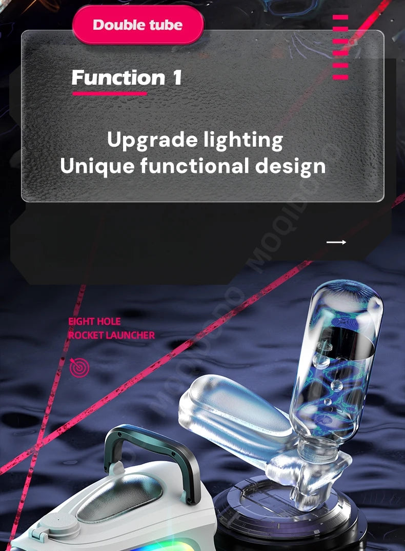 Electric Dual Muzzle Gatling Water Gun Toy with LIights Large Capacity Water Pistol Spray Blaster Pool Summer Toy for Kids Adult