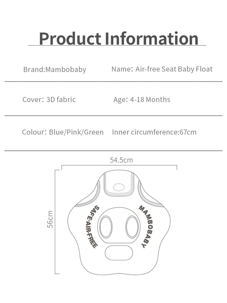 mambobaby Baby float with Seat large swimming ring for infant No Inflation pool accessories 6-18-24 months Pool game toys