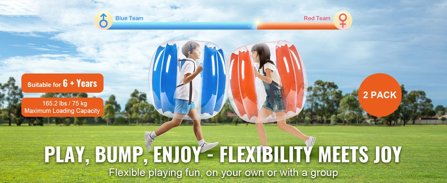 SucceBuy 2-Pack 2/3FT Inflatable Bumper Balls Body Sumo Zorb Balls for Kids & Teens Durable PVC Human Hamster Bubble Balls