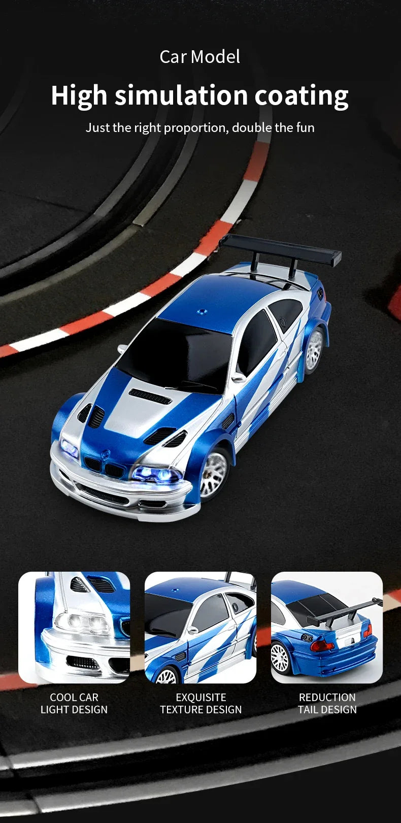 US Stock RC Drift Car 1/43 RTR Race 4WD Gyro Four-wheel Drive Radio Control High Speed Model 2.4G Racing Drifting Cars Toy Model