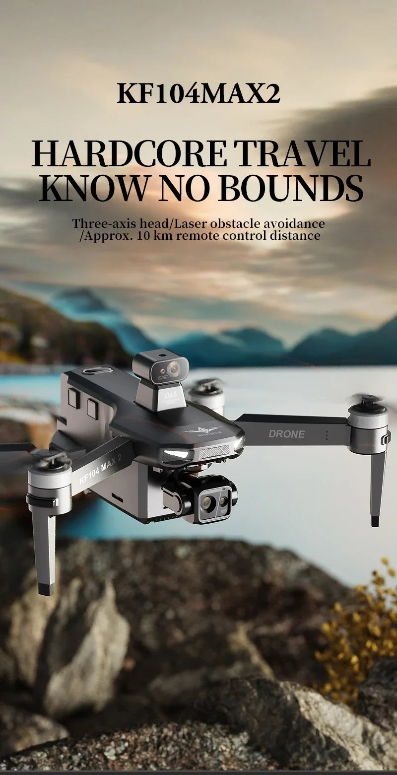 Teeggi KF104 MAX2 GPS Drone 4k Profesional 3-Axis Gimbal 360° obstacle avoidance 6KM Foldable RC with screen RC Quadcopter Dron