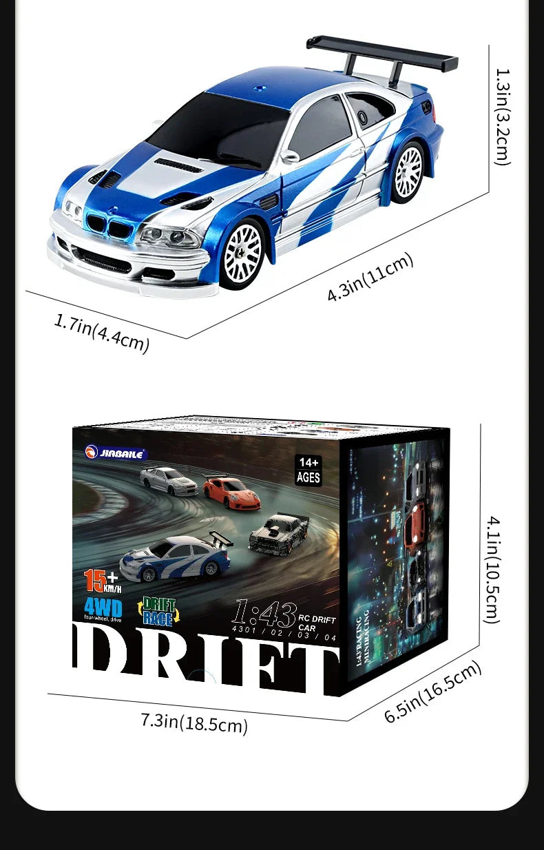 US Stock RC Drift Car 1/43 RTR Race 4WD Gyro Four-wheel Drive Radio Control High Speed Model 2.4G Racing Drifting Cars Toy Model