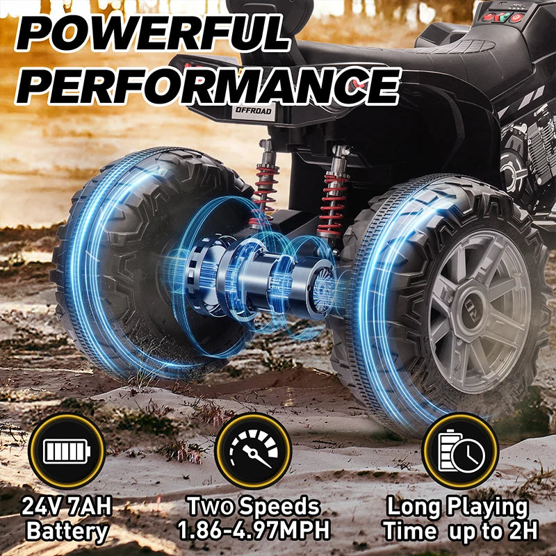 24V Kids Electric Vehicle 4-Wheeler Kids Ride On Toy Car XXXL Size ATV Electric Car for Toddler Children Gift,Spring Supspension