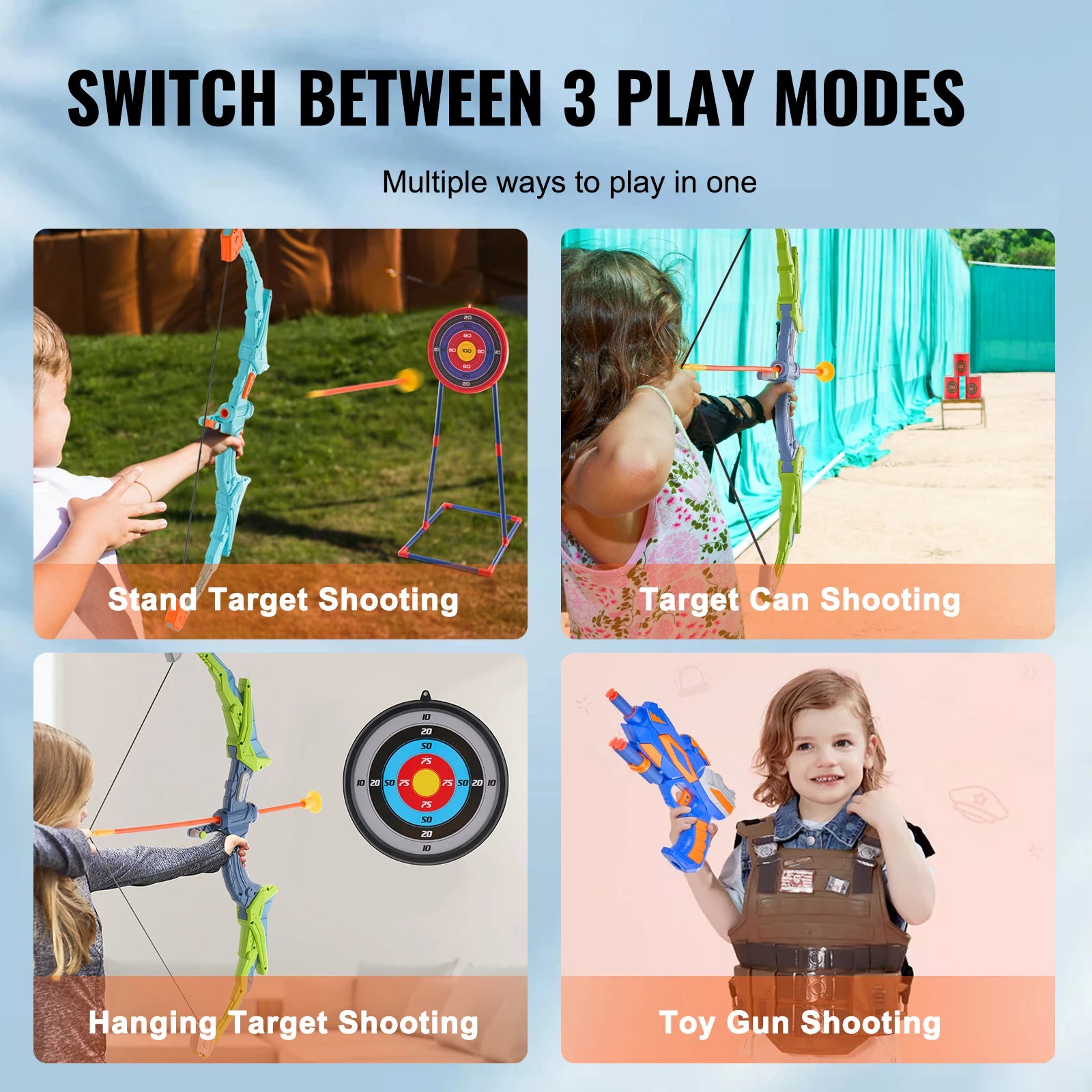 SucceBuy Bow and Arrow Set for Kids 2 Pack LED Archery Set with 20 Arrows 2 Guns Outdoor Toy for Children Boy & Girl 6+ Year Old