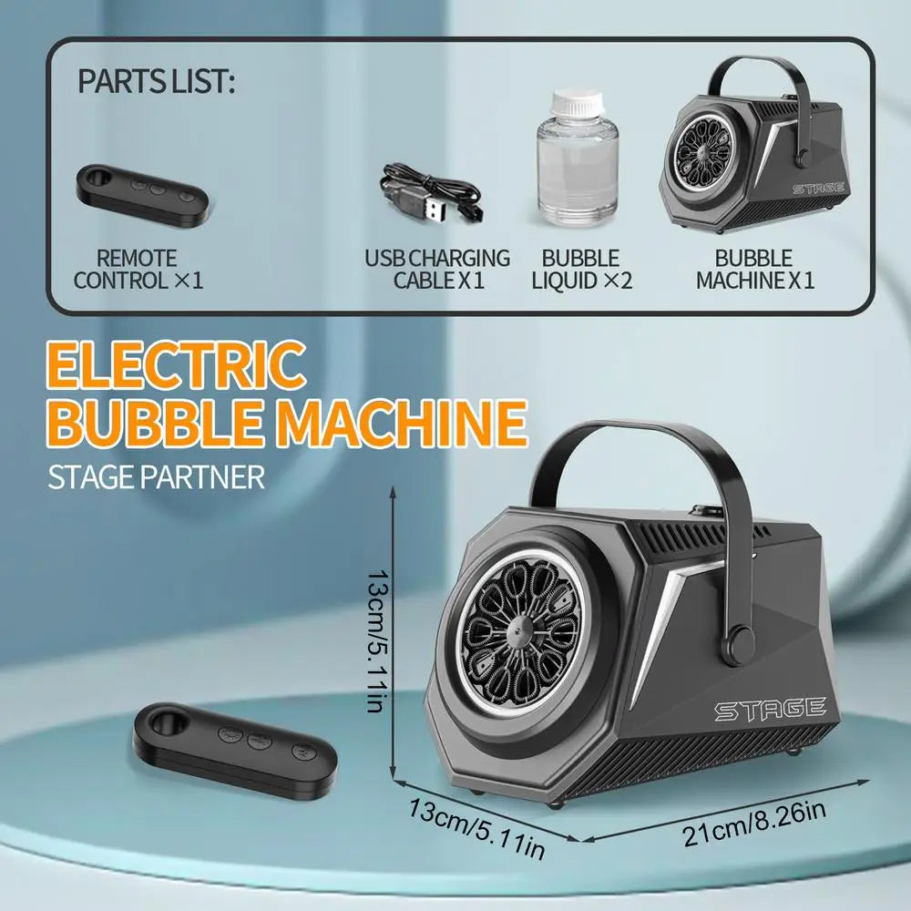 Electric Stage Bubble Maker Automatic Bubble Maker Large-Capacity Bubble Machine With Remote Control For Parties Wedding Birthda