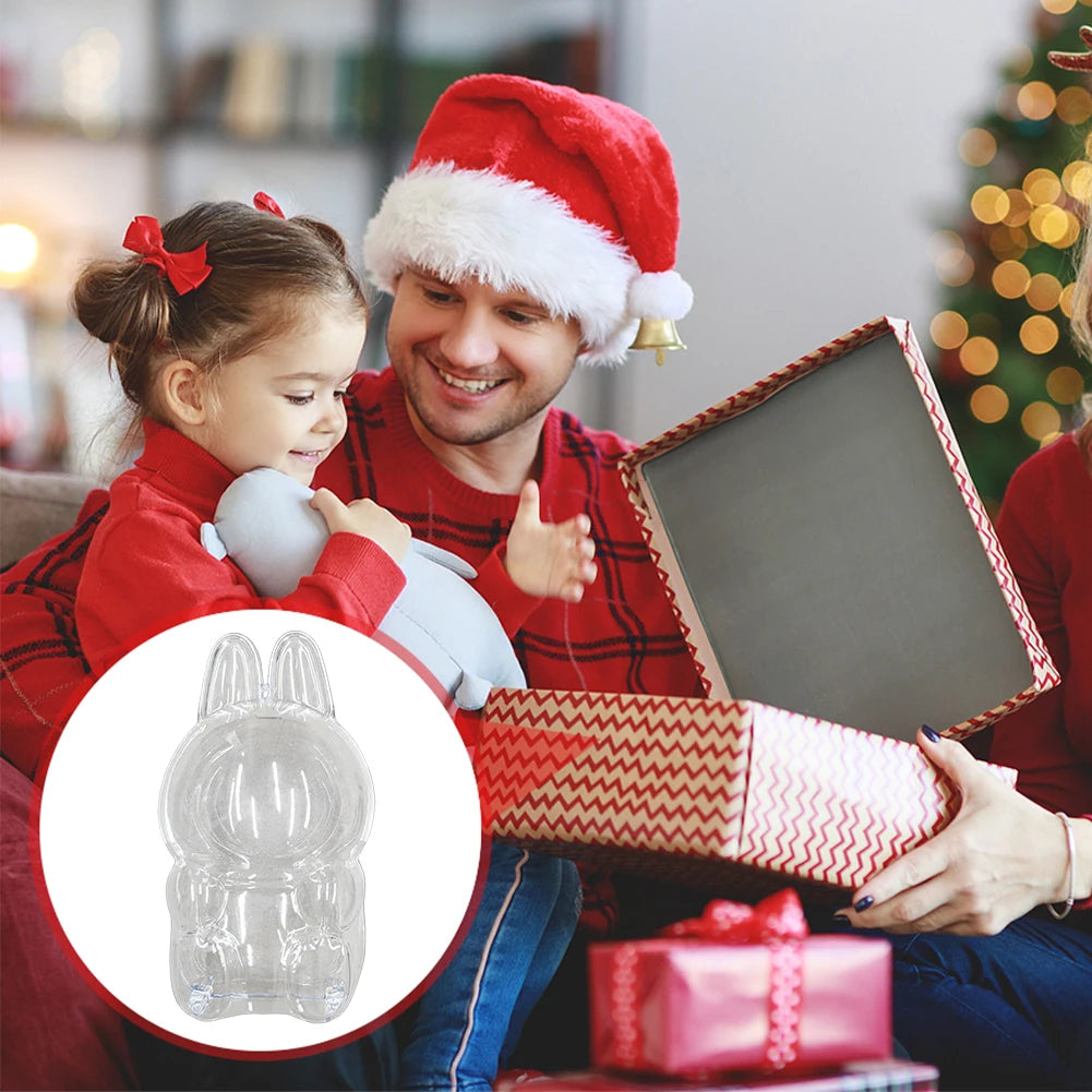 2025 LABUBU Clear Macaron Case Dust Case Popmart Bubble Mart Doll Accessories Elf Doll Cover Storage Box Christmas New Year Gift