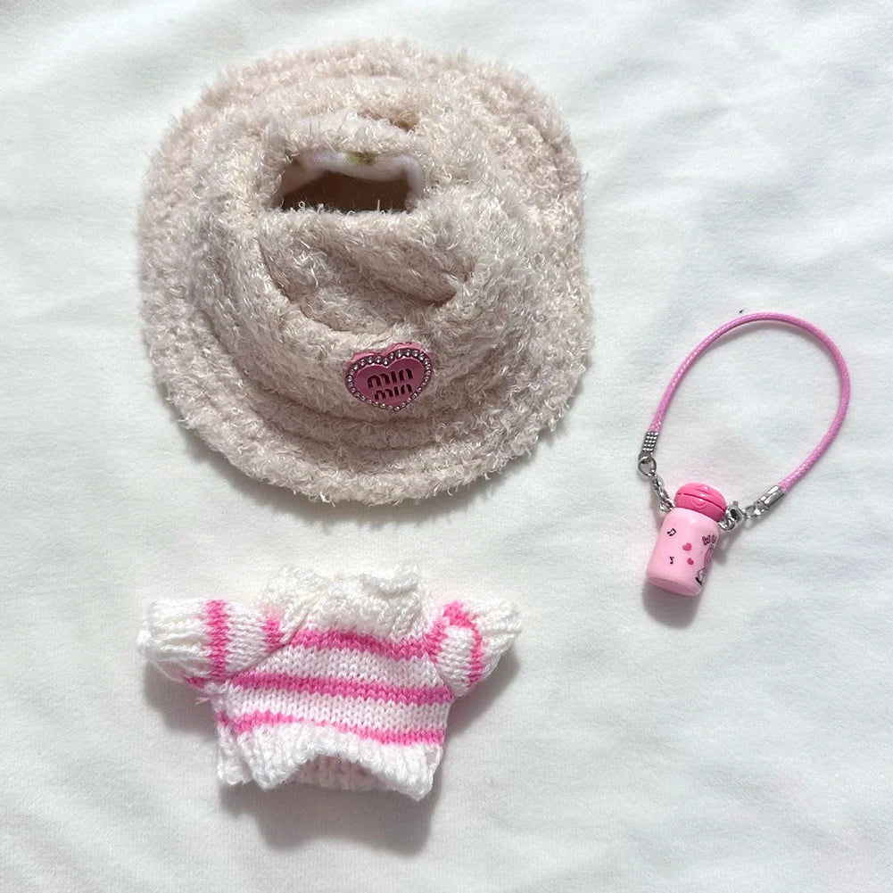 17cm Labubu I II Idol Dolls Cute Mini Plush Doll'S Clothes Korea Kpop Exo Idol Dolls Overalls Clothing DIY Accessories Gifts