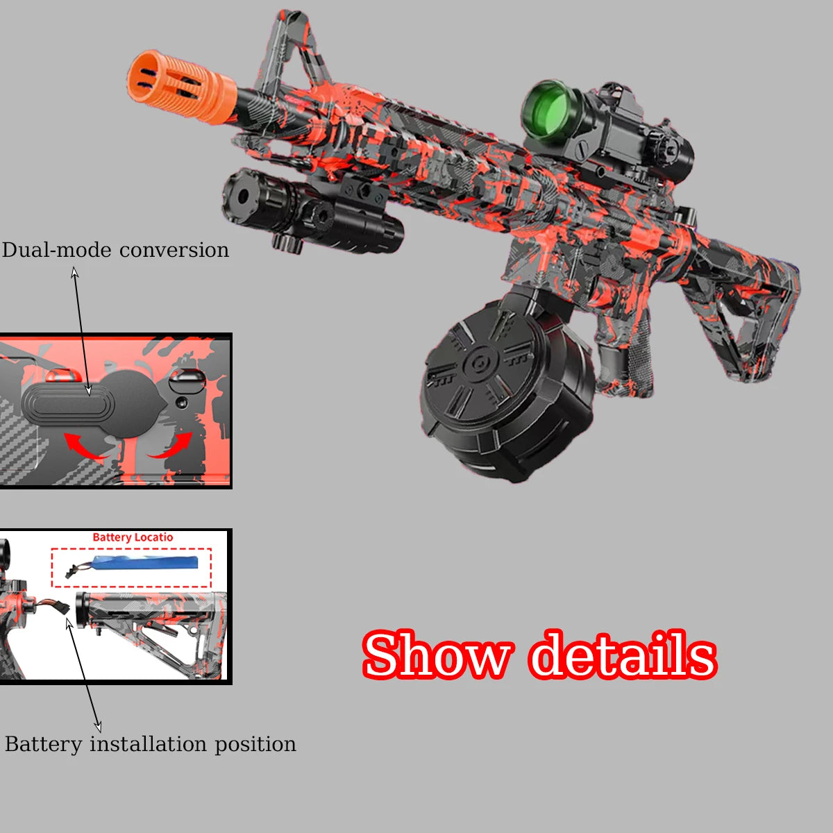 Blaster With Drum, Automatic Dual Mode Blaster, For Outdoor Activities -Perfect For Outdoor Team Games & Christmas Gifts