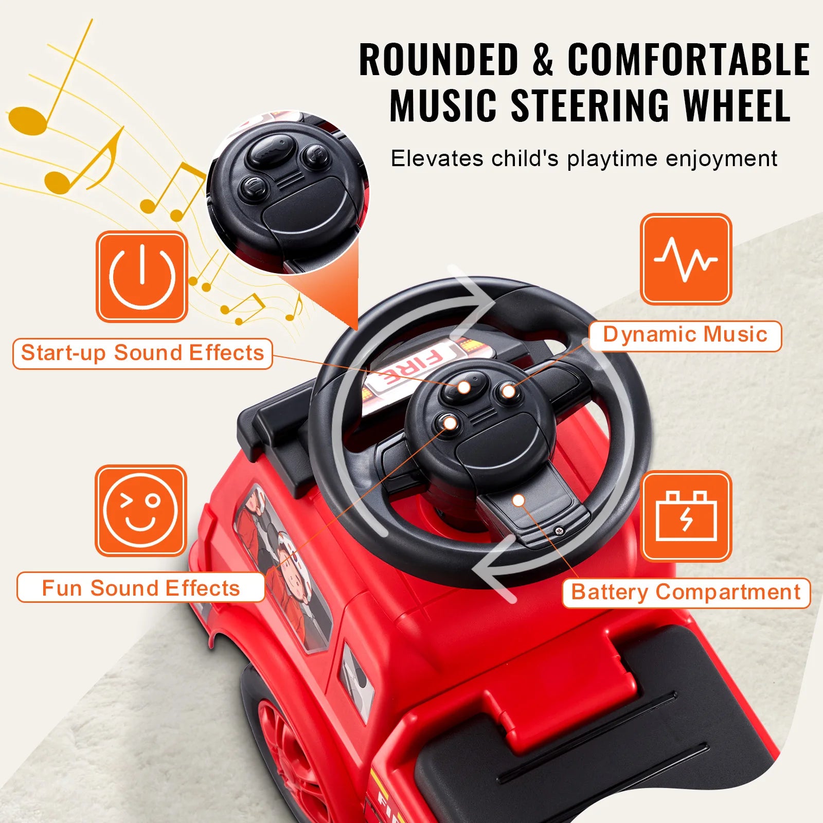 SucceBuy Ride On Push Car Kids Ride On Car with Music Steering Wheel & Under Seat Storage for Toddlers Ages 1-3 Ride Racer