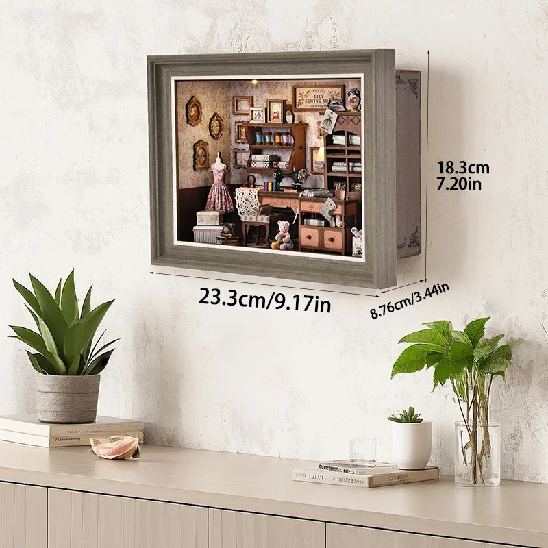 Book Nook Kit Fireplace DIY 3D Wooden Puzzle Photo frame ornament Bookshelf Dollhouse Model Bookend Building Home Decoration
