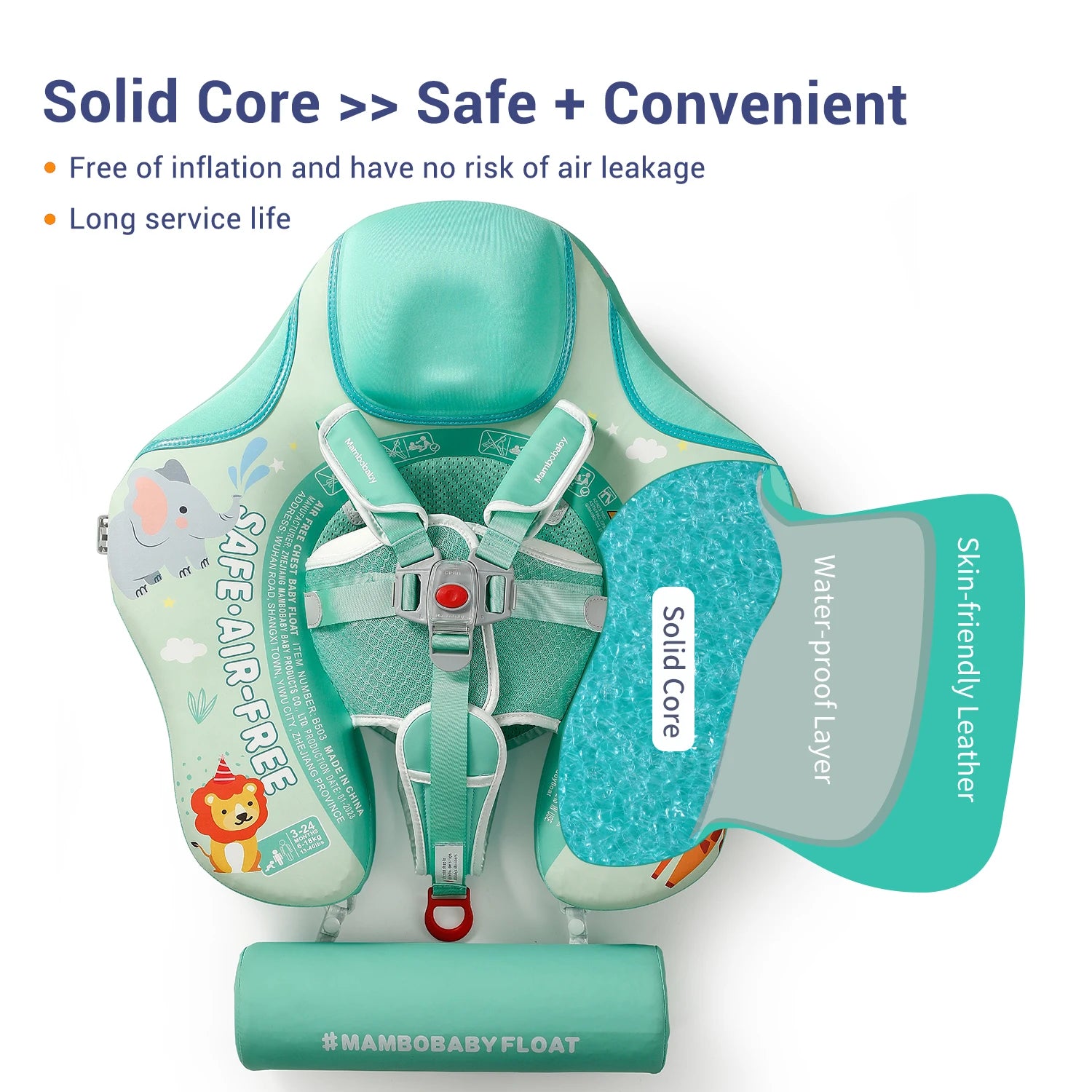 2024 New Mambobaby Animals Float Non-Inflatable Solid Baby Swimming buoy Water Trainer Infant Pool Floator Swim Ring with Canopy