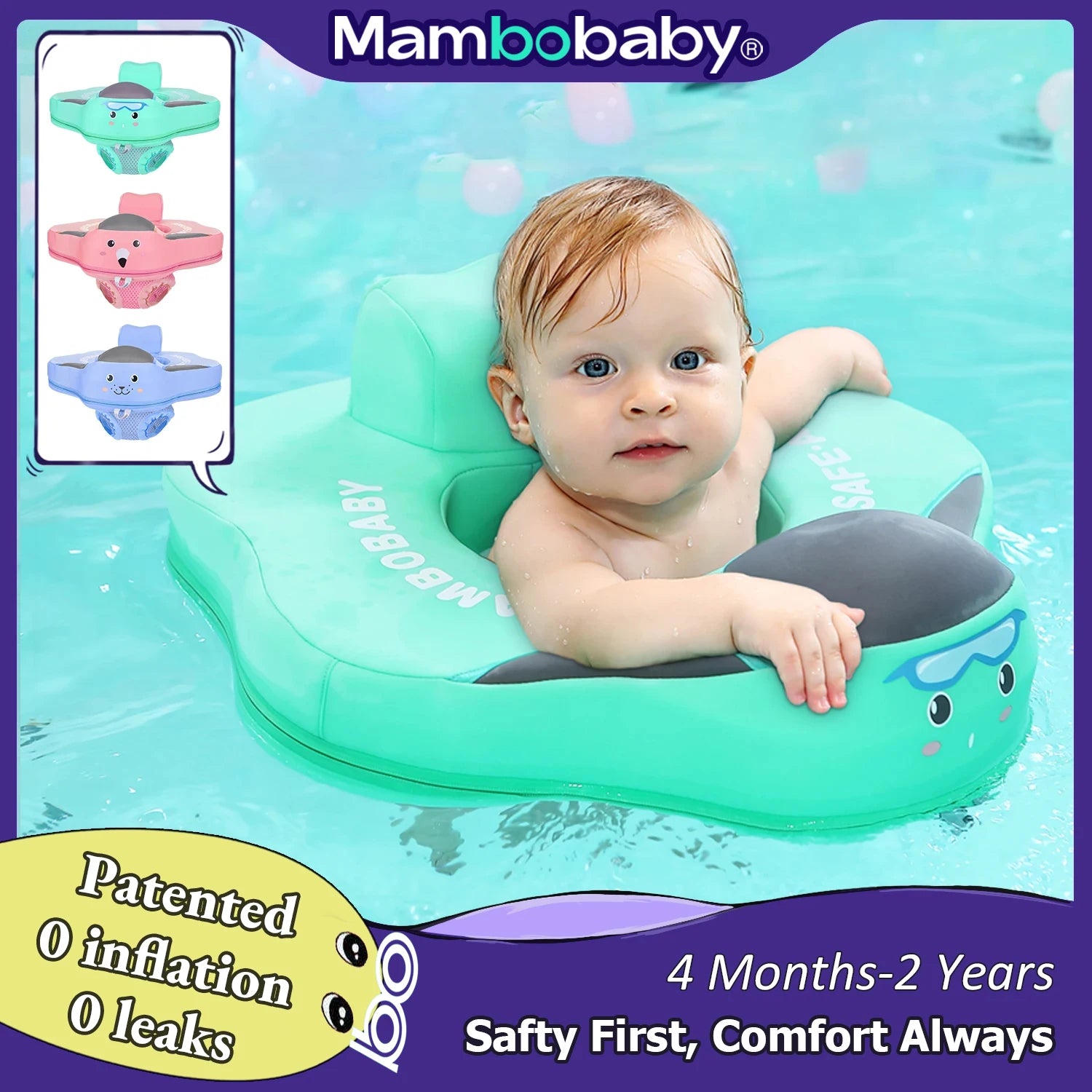 mambobaby Baby float with Seat large swimming ring for infant No Inflation pool accessories 6-18-24 months Pool game toys