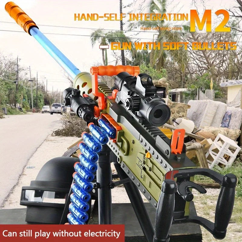 M2 Heavy Machine Gun Toy, Manual/electric Function, Simulation Soft Bullet Gun, Outdoor Shooting Toy