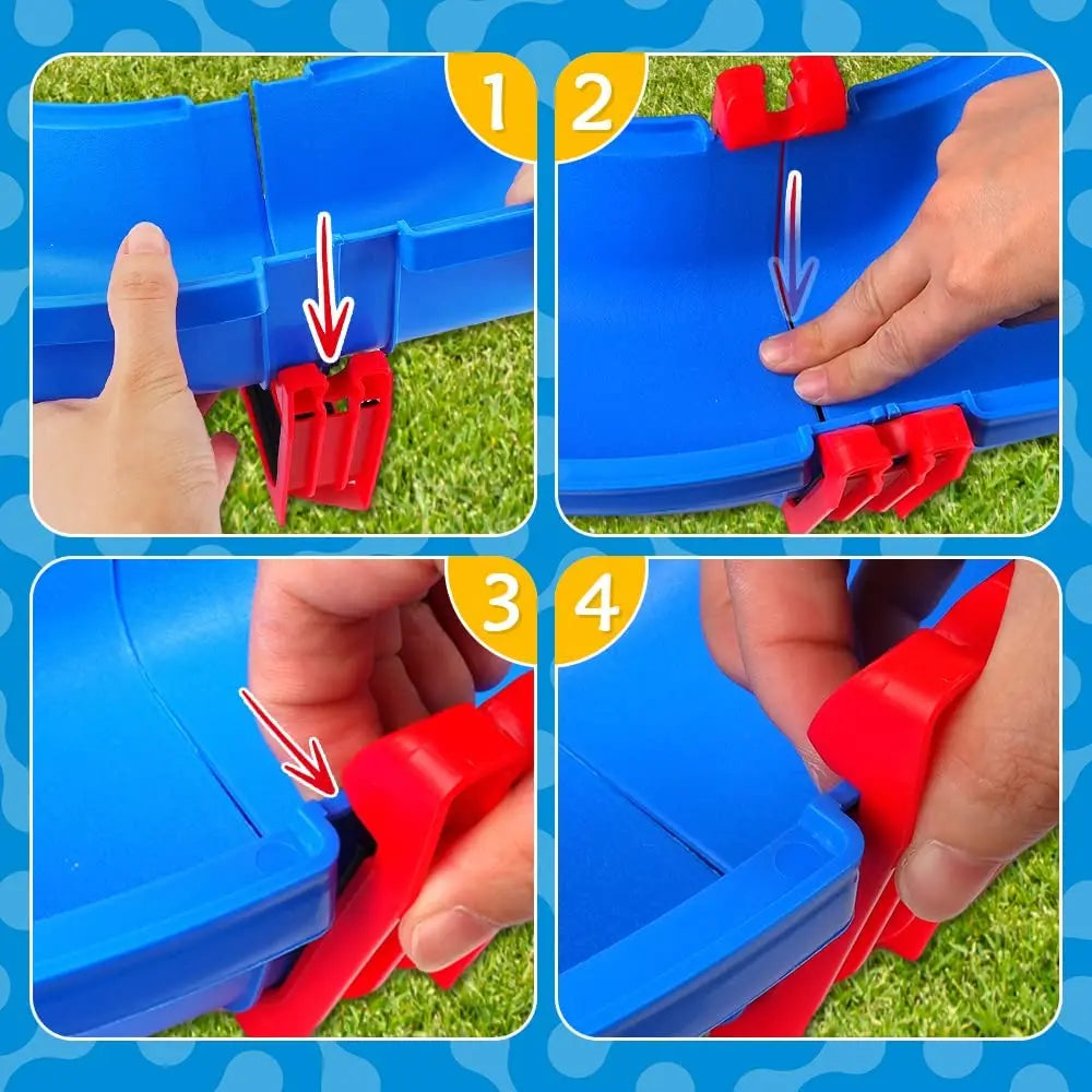 VATOS 39pcs DIY Mini Water Park Waterway Playset on Table or Lawn for Summer Outdoor Backyard Beach Toy Water Toys for Kids