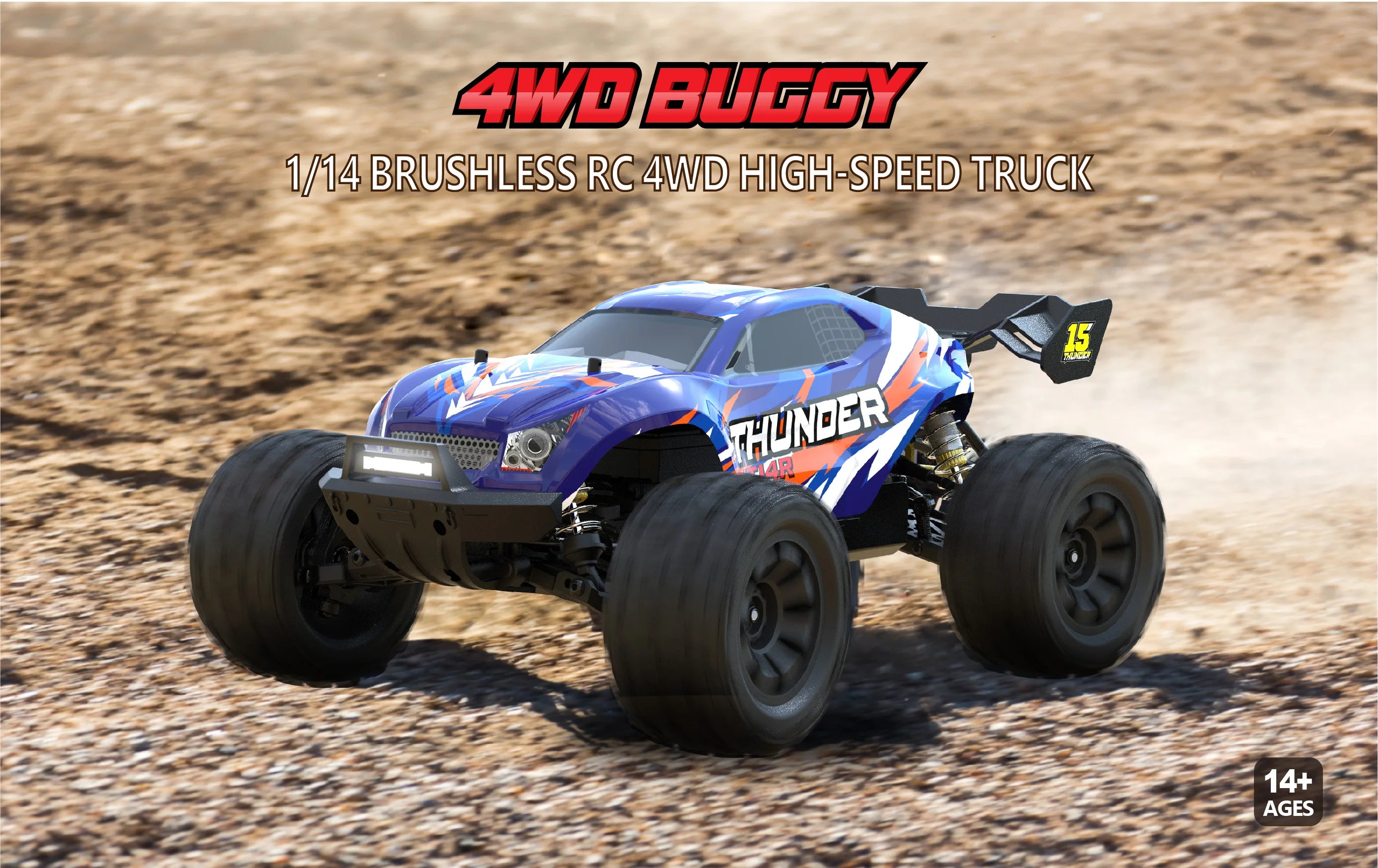 MT14R 1/14 RC Car JIUSI Brushless 80km/h 2.4G Remote Control Car High Speed Off-road Racing Car 23-26 mins Working Time RC Toys