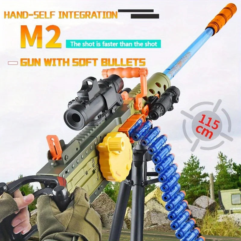 M2 Heavy Machine Gun Toy, Manual/electric Function, Simulation Soft Bullet Gun, Outdoor Shooting Toy