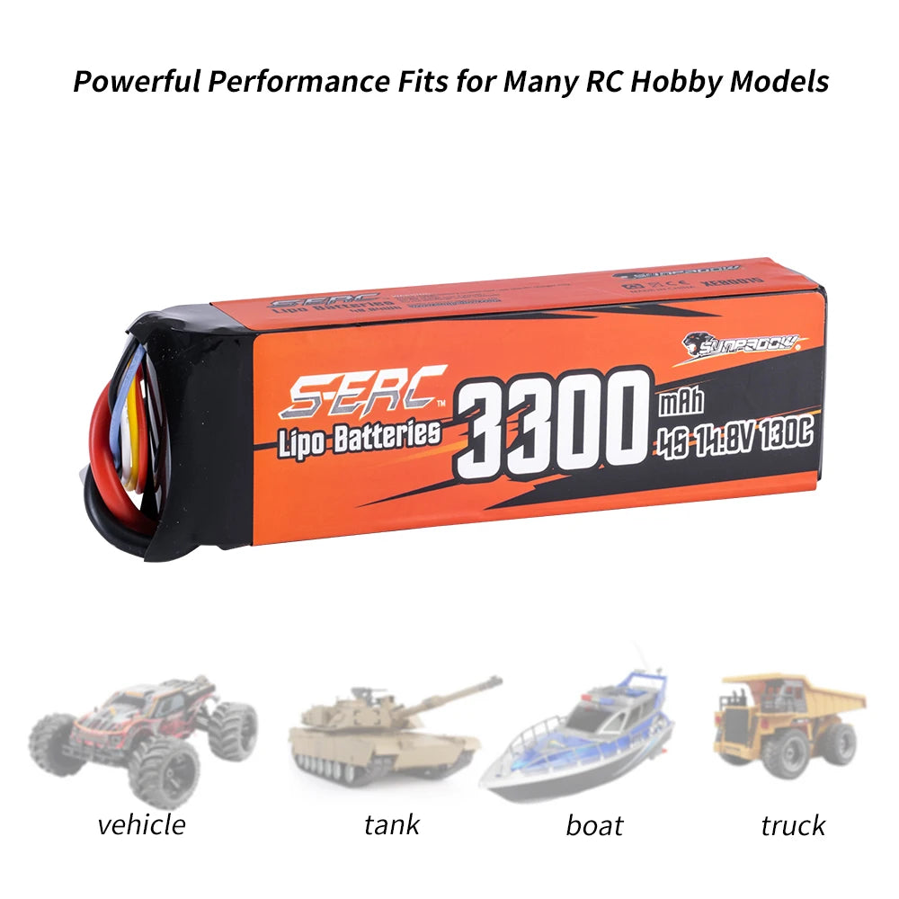 SUNPADOW 2S 3S 4S Lipo Battery for 3300mAh 4000mAh 6500 7.4V14.8V 130C TRX RC Buggy Truggy Vehicle Car Tank Monster Truck Hobby